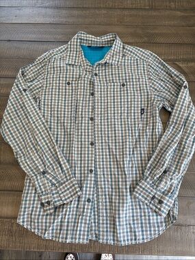 The North Face Men's Blue & White Plaid Button-Down Shirt